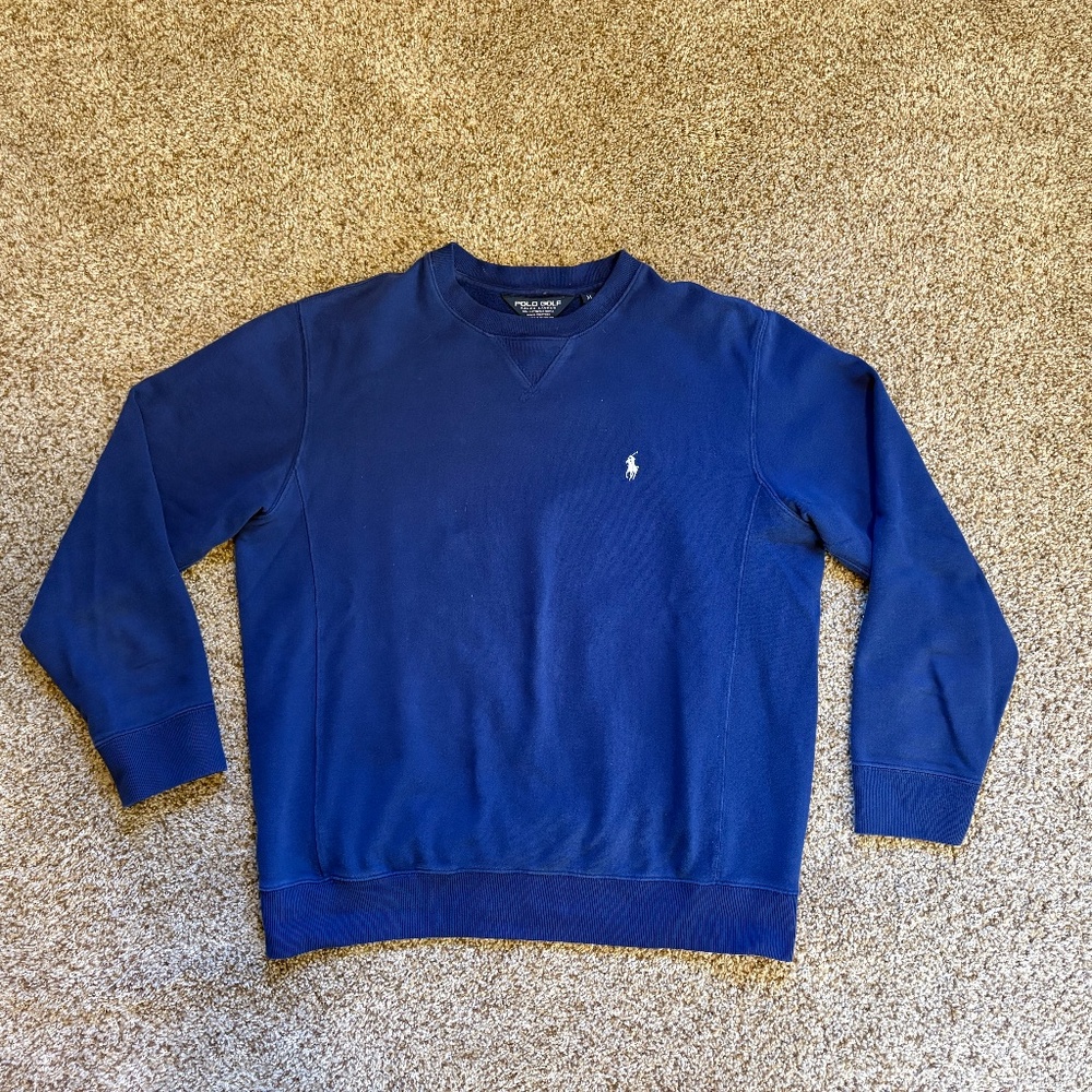 Polo Ralph Lauren Golf Men's Crewneck M Sweatshirt Sweater Blue White Medium - Picture 3 of 9